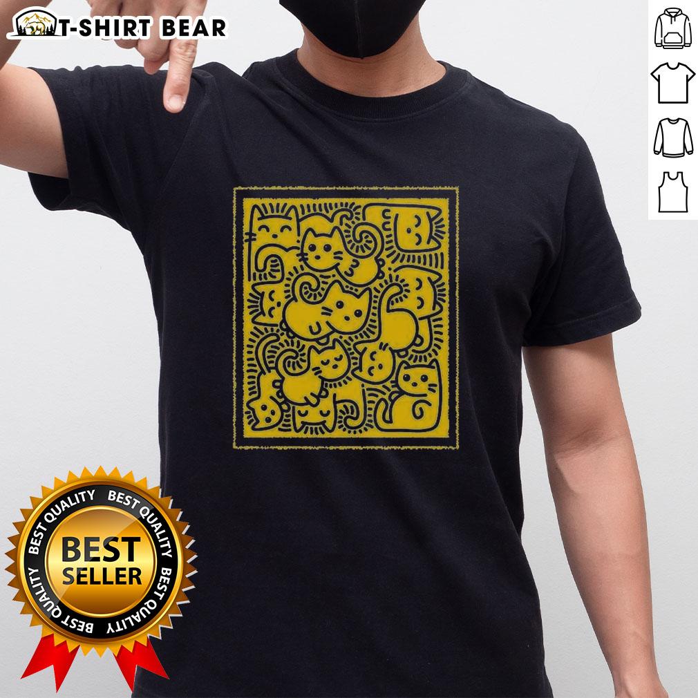 Pretty Doodle Cats T-Shirt featuring colorful cat illustrations and playful designs perfect for cat lovers.