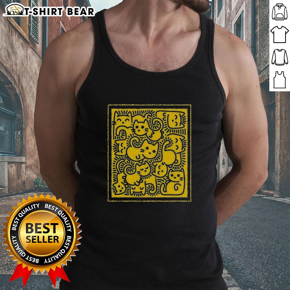 Stylish Pretty Doodle Cats Tank Top featuring playful cat illustrations in vibrant colors, perfect for cat lovers.