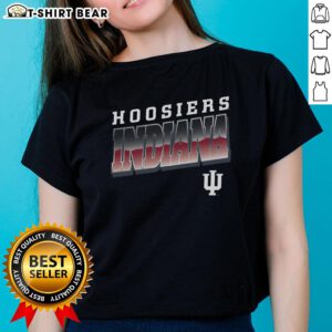 Alt Text: Stylish 'Pretty Premium Indiana Hoosiers Polished Ladies Tee' in vibrant colors, perfect for fans and casual wear.