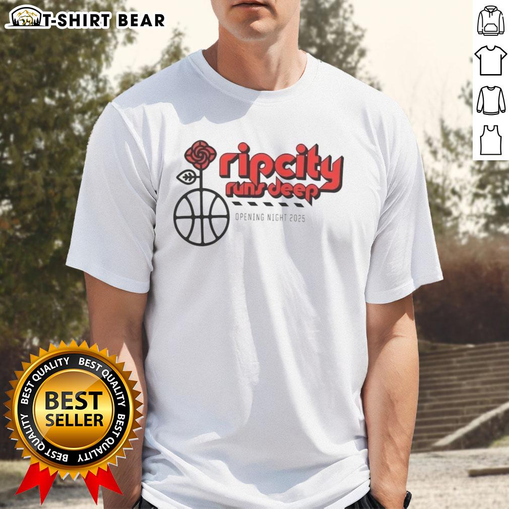 Pretty Rip City Runs Deep Opening Night 2025 T-Shirt featuring vibrant design and team colors for fans.