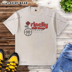 Pretty Rip City Runs Deep Opening Night 2025 washed t-shirt features vibrant graphics for basketball fans.