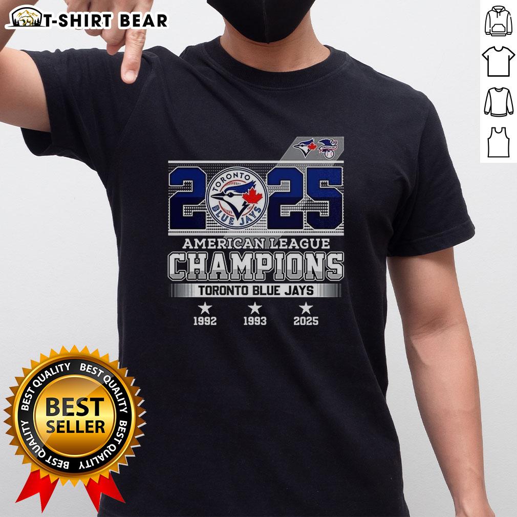 Pretty Toronto Blue Jays Baseball American League Champions 1992 1993 2025 T-Shirt featuring team logo and vibrant colors.