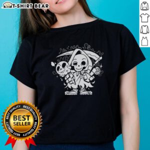Stylish Top Chill Reaper Ladies Tee featuring a fun graphic design, perfect for casual wear and expressing unique style.
