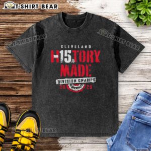 Top Cleveland Baseball History 2025 Division Champs Washed T-Shirt showcasing team pride and vintage style.