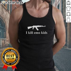 Top Gun I Kill Emo Kids Tank Top featuring bold graphic design, perfect for fans of edgy fashion and movie-inspired apparel.