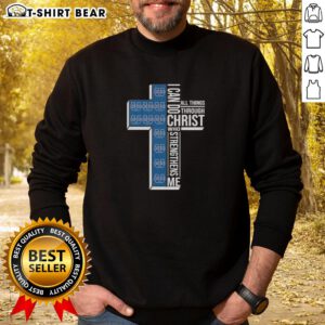 Utah State Aggies football sweatshirt featuring 'I Can Do All Things Through Christ Who Strengthens Me' design.