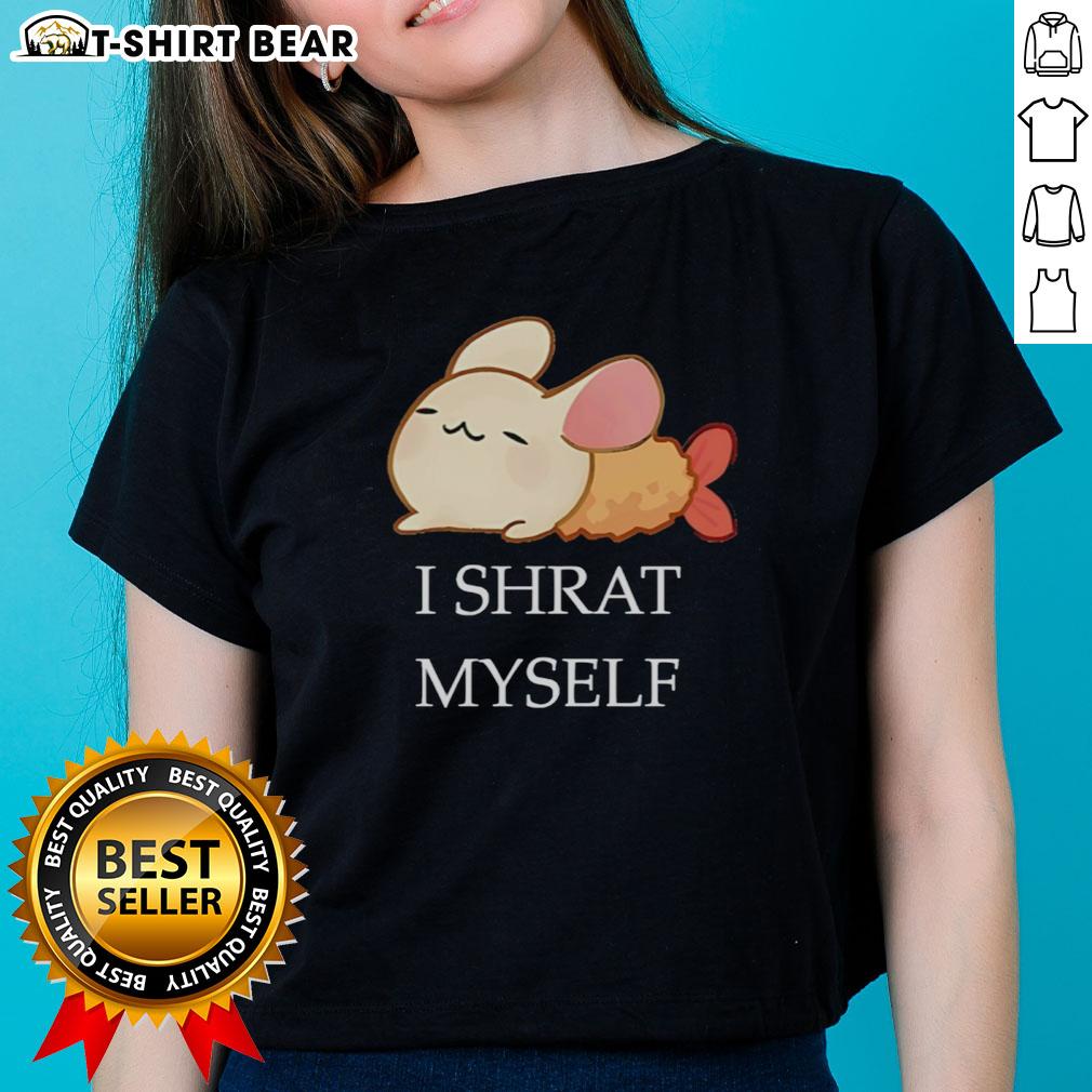 Cartoon ladies graphic on a stylish tee, featuring the phrase 'Top I Shrat Myself', perfect for casual wear.