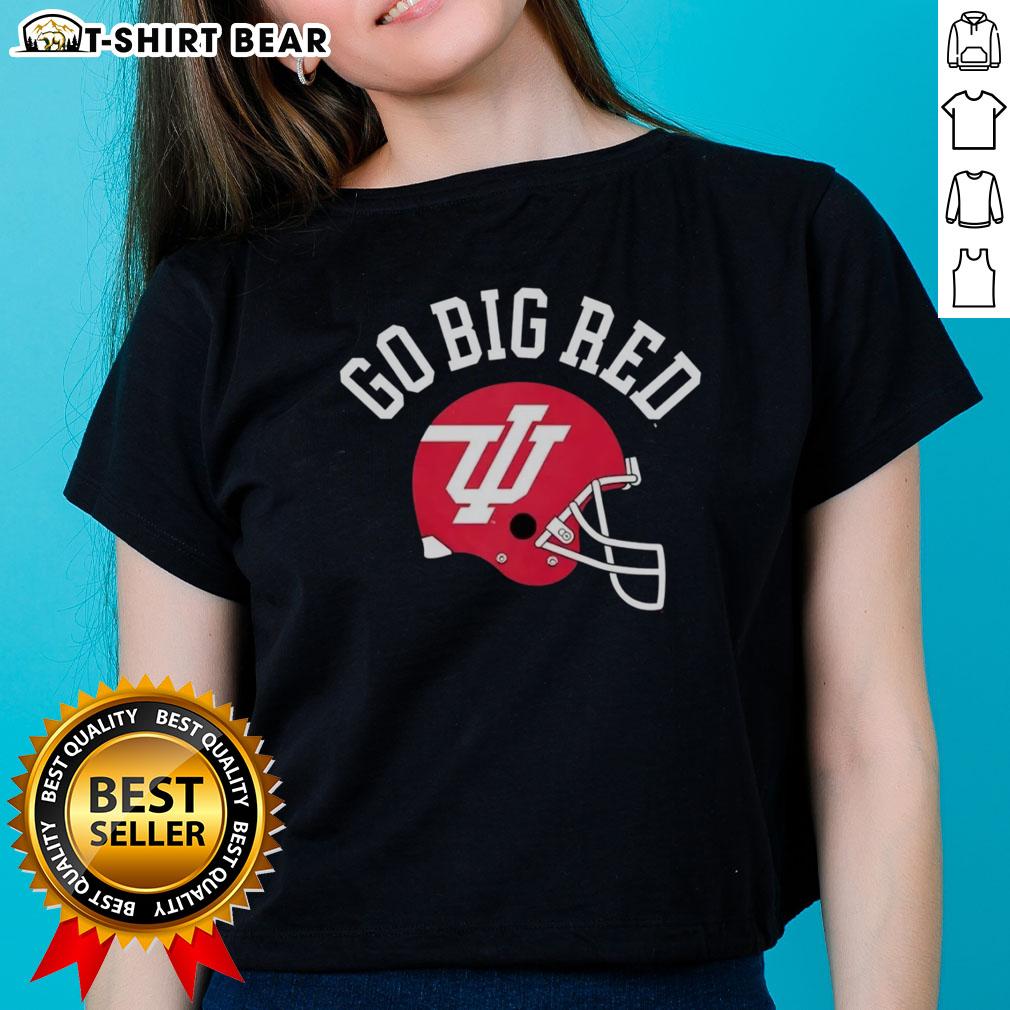 Alt Text: Top Indiana Hoosiers Go Big Red helmet design on a stylish ladies tee, perfect for fans and game day apparel.