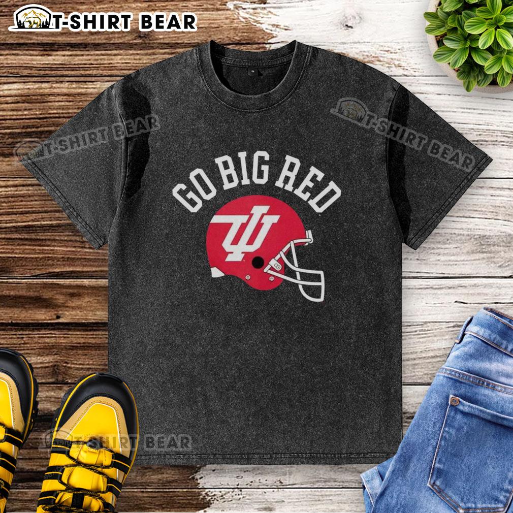 Top Indiana Hoosiers Go Big Red helmet washed t-shirt featuring vibrant team colors and logo, perfect for fans.