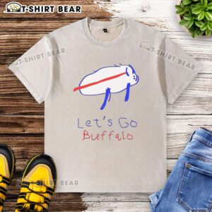 Alt Text: Top Josh Potato Buffalo drawing on a washed t-shirt, perfect for Buffalo fans and casual wear.