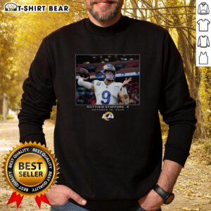 Alt Text: Top Matthew Stafford Los Angeles Rams NFL Week 7 2025 sweatshirt featuring team colors and logo design.