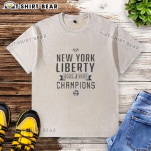 2025 WNBA Champions New York Liberty washed t-shirt, featuring team logo and vibrant colors for fans.