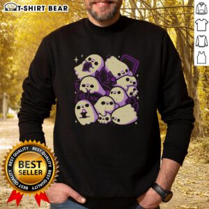 Top spooky cute ghosts and witchcraft sweatshirt featuring playful ghost designs, perfect for Halloween fashion.