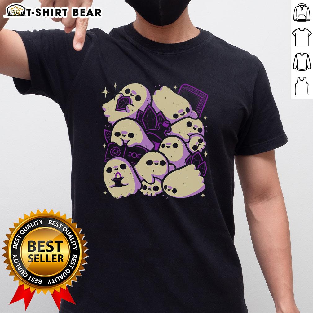 Top spooky cute ghosts and witchcraft T-shirt featuring playful ghost designs and witch motifs for Halloween lovers.