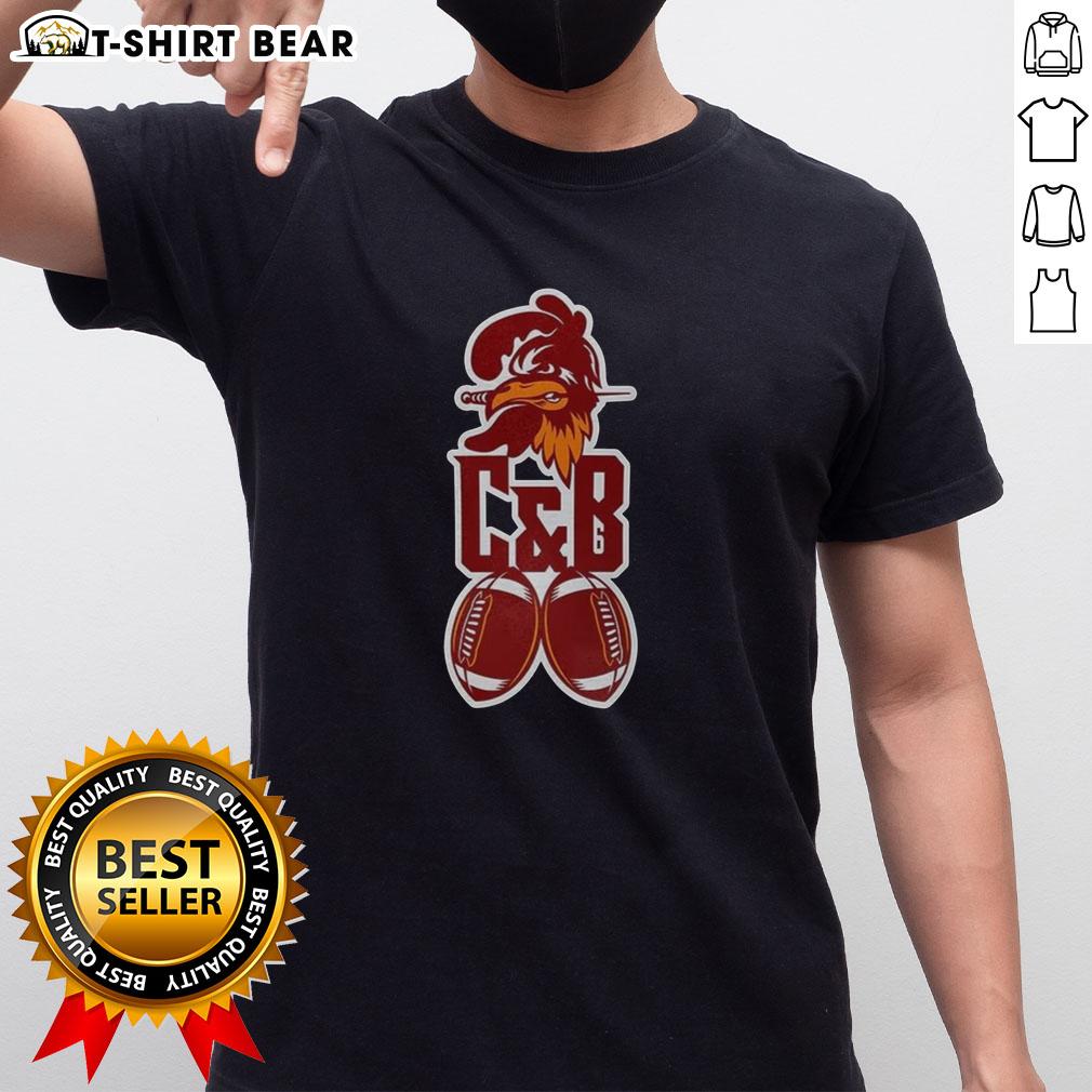 Top Tampa Bay Buccaneers Football C and B logo mascot t-shirt featuring vibrant team colors and logo design.