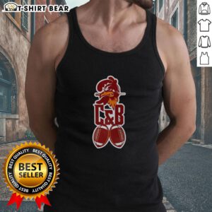 Alt Text: Top Tampa Bay Buccaneers football C and B logo mascot tank top for fans, showcasing team spirit and style.