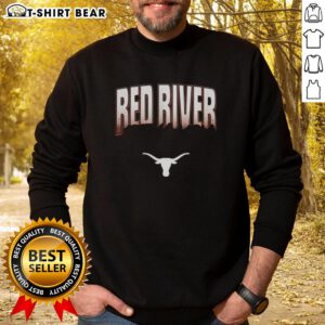 2025 Red River Rivalry sweatshirt featuring Texas vs. Oklahoma football design, perfect for fans of the iconic matchup.