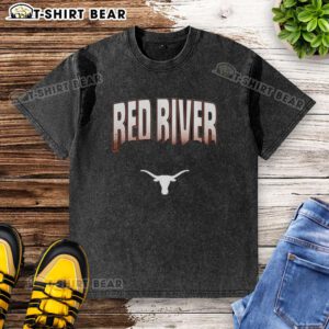 2025 Red River Rivalry washed t-shirt featuring Texas football vs. Oklahoma football design for fans and collectors.
