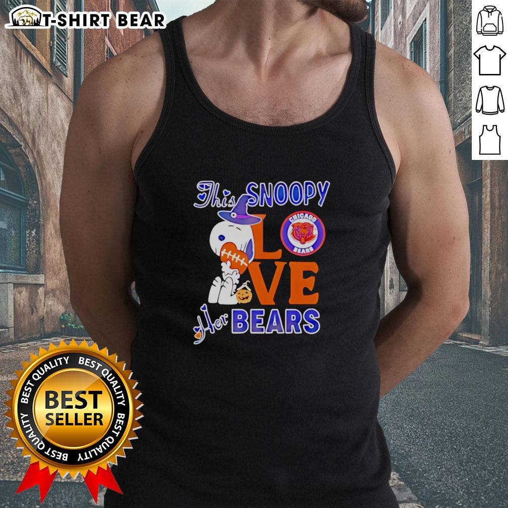 Top-This Snoopy Love Her Chicago Bears Tank Top featuring a playful Snoopy graphic and team colors for fans.