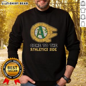Happy Star Wars Come to the Oakland Athletics side sweatshirt featuring vibrant graphics and a cozy fit for fans.