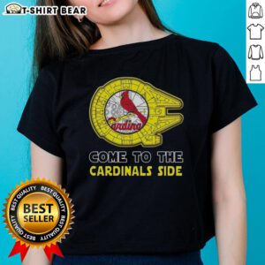Happy Star Wars Come to the St. Louis Cardinals Side Ladies Tee featuring a vibrant design for fans and collectors.