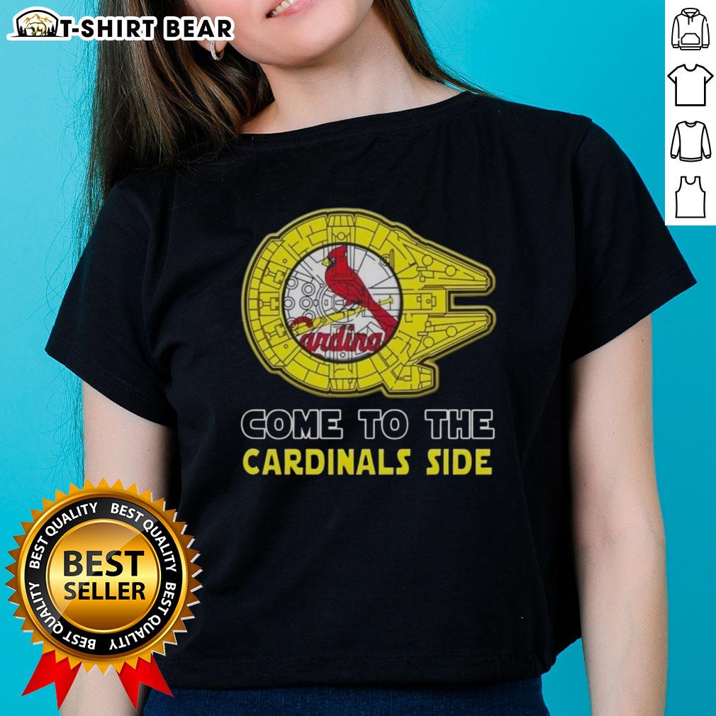 Happy Star Wars Come to the St. Louis Cardinals Side Ladies Tee featuring a vibrant design for fans and collectors.