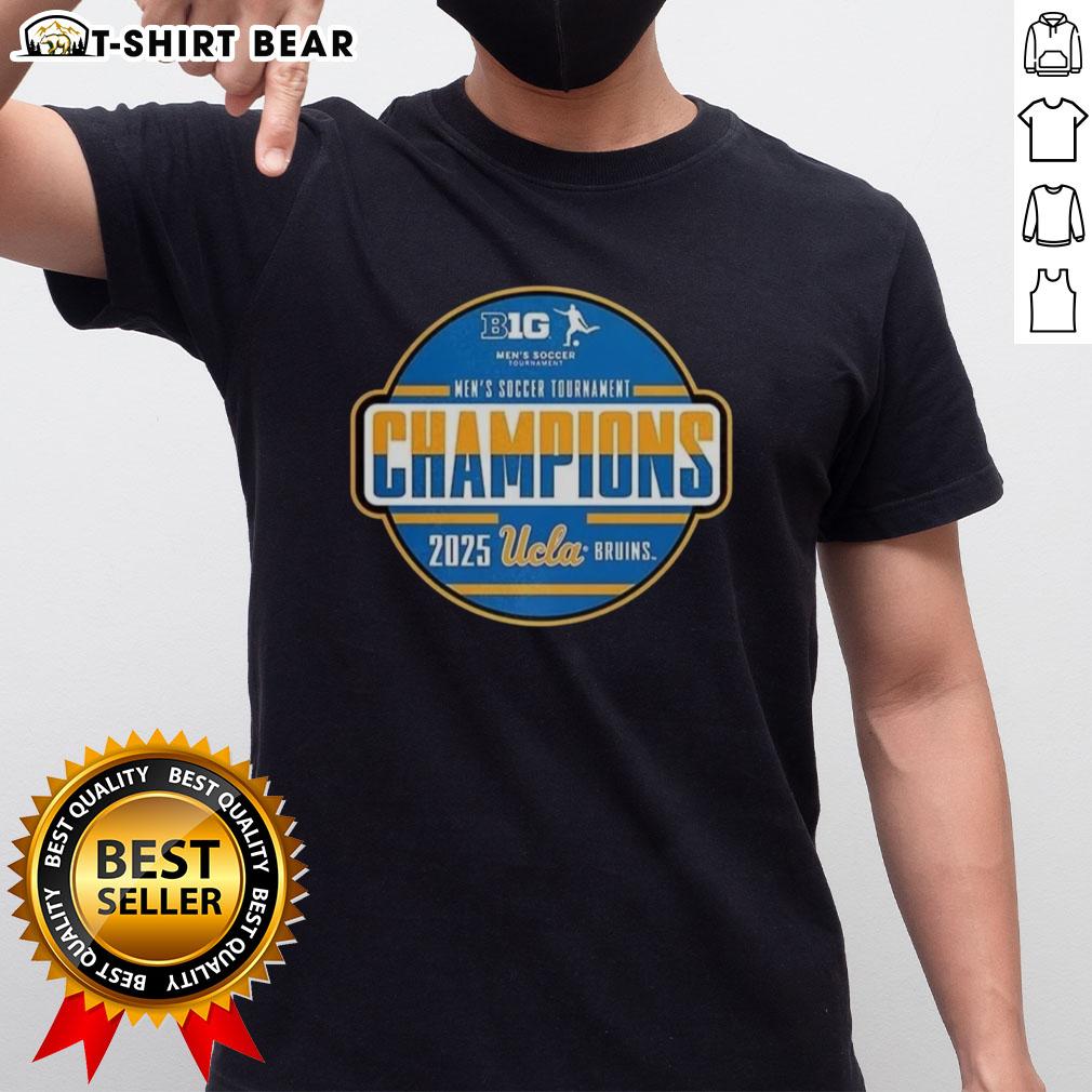 Happy UCLA Big Ten Men's Soccer Tournament Champions 2025 T-Shirt showcasing team pride and victory in vibrant colors.