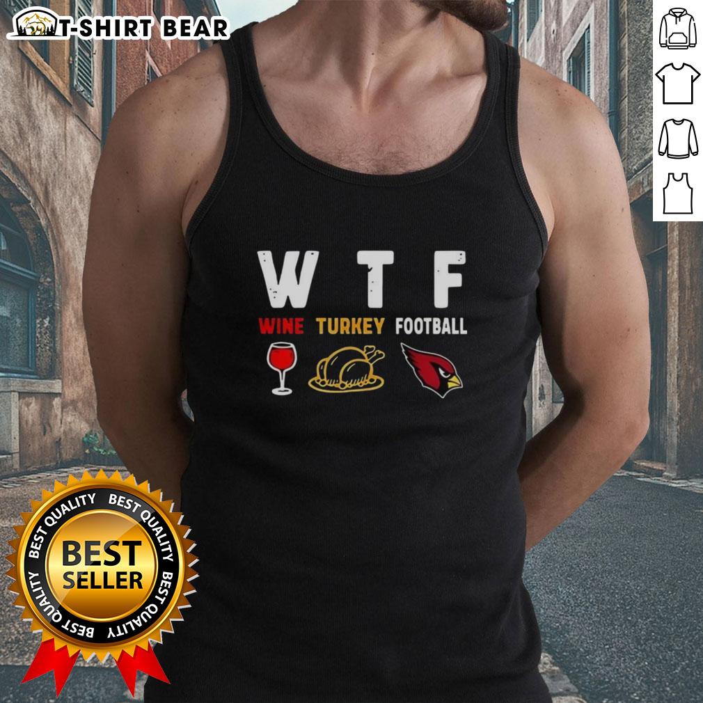 Happy Wine Turkey Thanksgiving tank top featuring Arizona Cardinals football design, perfect for holiday celebrations.