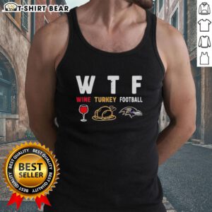 Happy Wine Turkey Baltimore Ravens Football Thanksgiving Tank Top featuring festive design for holiday celebrations.