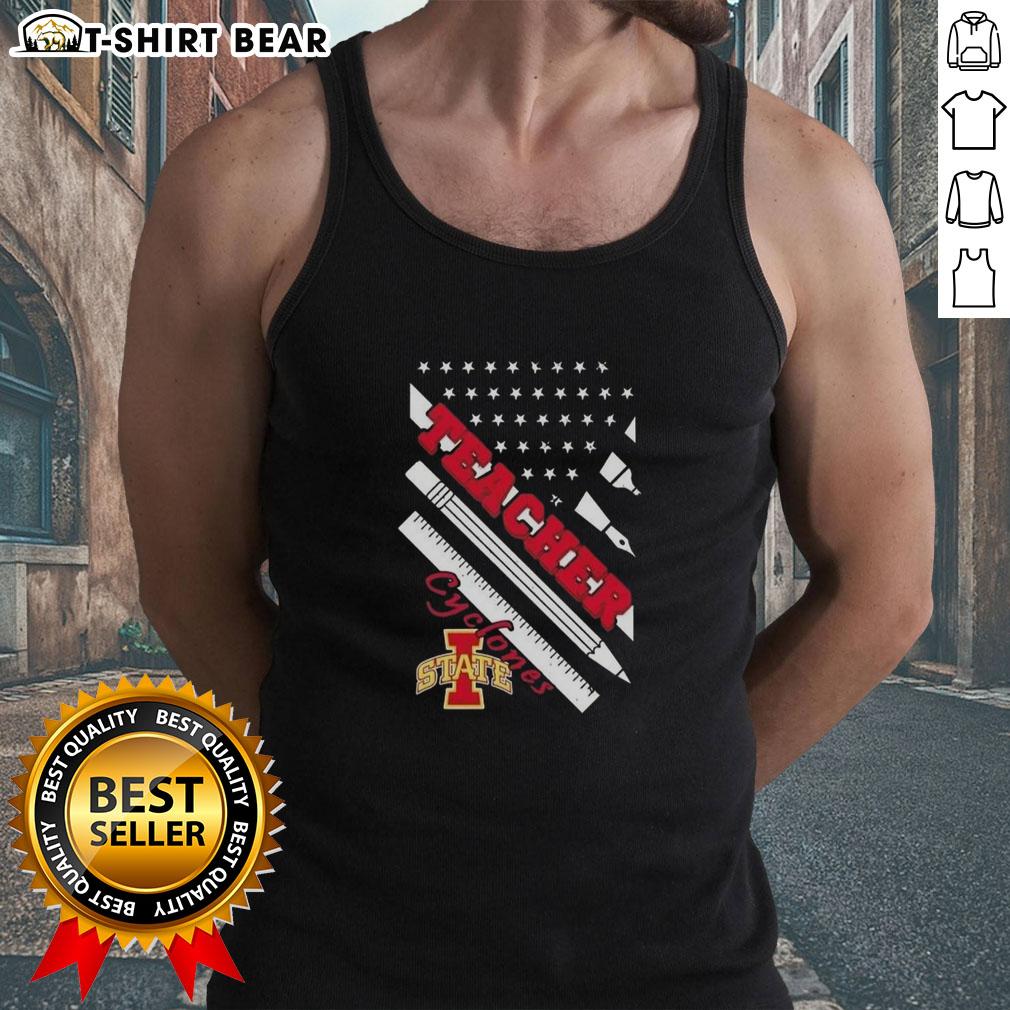 Premium Iowa State Cyclones X Teacher American Flag Tank Top for stylish fans celebrating their team spirit.