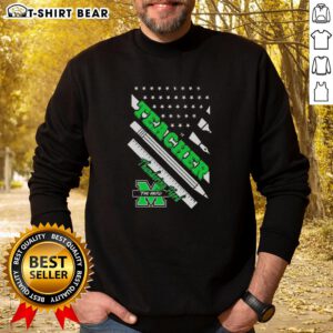 Premium Marshall Thundering Herd X Teacher American Flag Sweatshirt featuring a stylish design for fans and educators.
