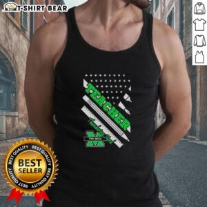 Premium Marshall Thundering Herd X Teacher American Flag Tank Top featuring a vibrant design for fans and educators.