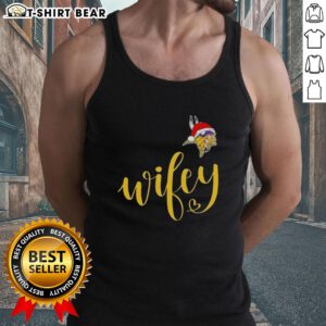 Pretty Wifey Minnesota Vikings Santa Hat Merry Christmas Tank Top for festive holiday cheer and football fans.