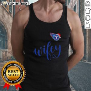 Pretty Wifey Tennessee Titans Santa hat Merry Christmas tank top worn by a woman, showcasing festive team spirit.