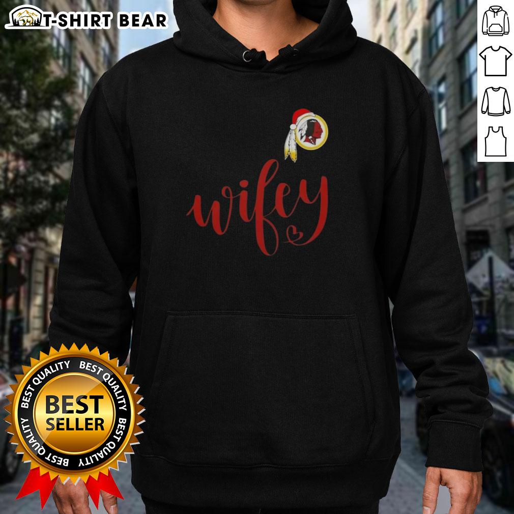 Pretty Wifey Washington Redskins Santa Hat Merry Christmas Hoodie, perfect for festive football fans celebrating the holidays.