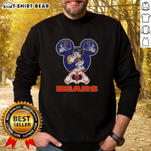 Top Mickey Hands Heart Chicago Bears football sweatshirt featuring a playful design perfect for fans.