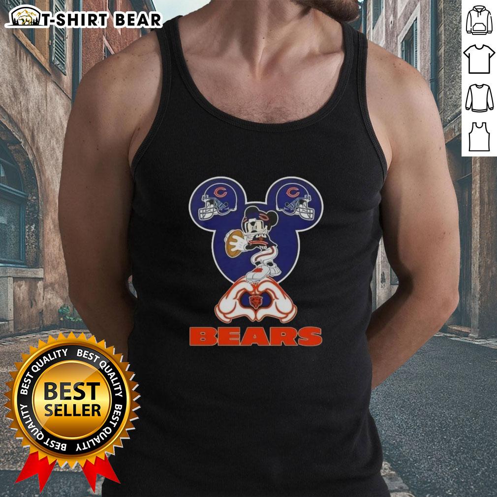 Top Mickey Hands Heart Chicago Bears Football Tank Top featuring a fun design for fans and summer wear.