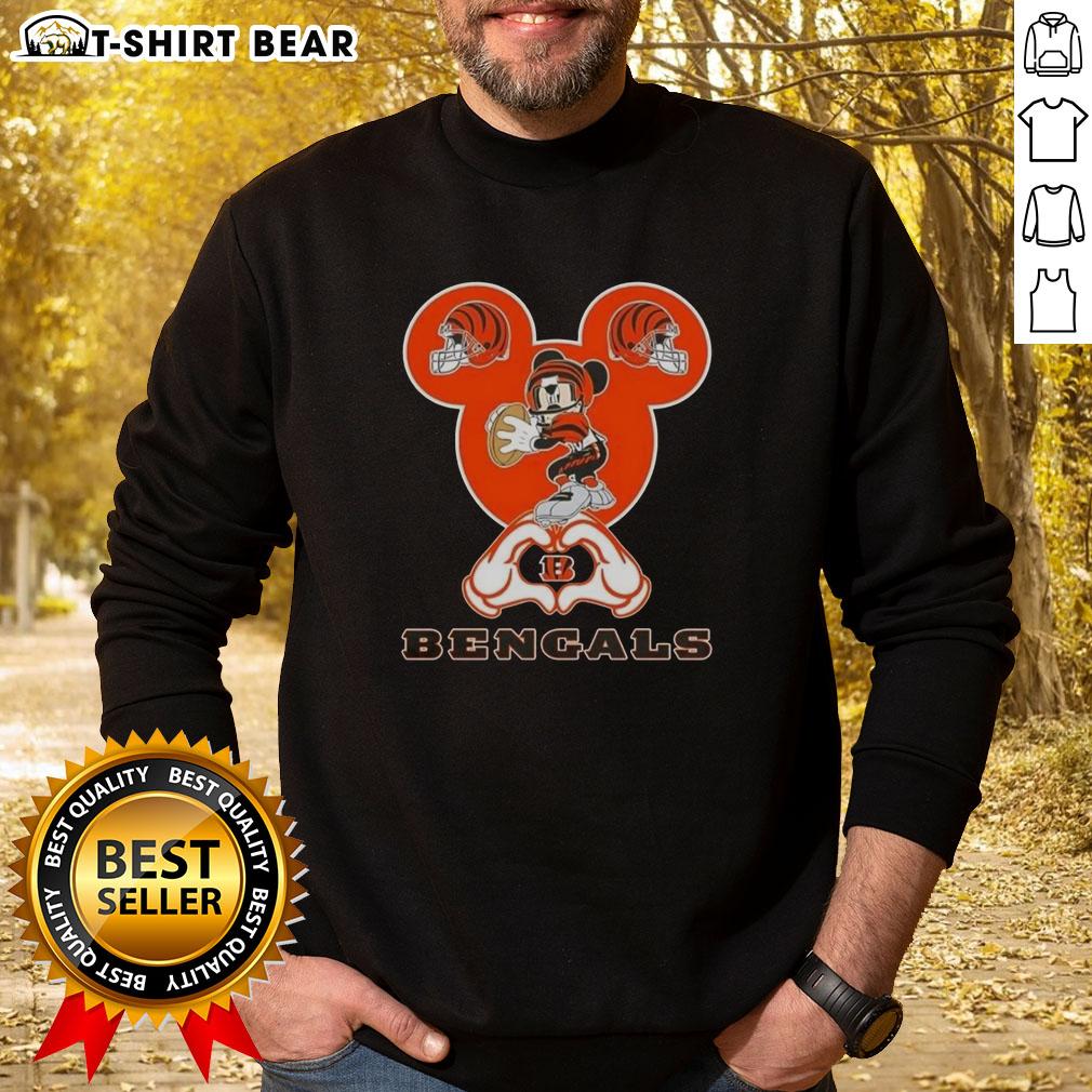 Top Mickey Hands Heart Cincinnati Bengals Football Sweatshirt Cincinnati Bengals football sweatshirt featuring top Mickey hands forming a heart, perfect for fans.