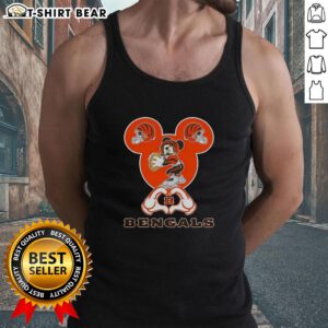 Top Mickey Hands Heart Cincinnati Bengals Football Tank Top featuring playful design for passionate fans.