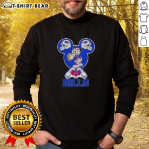 Top Mickey hands forming a heart on a Cincinnati Bengals football sweatshirt, perfect for fans showcasing their love.
