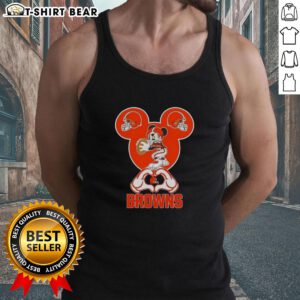 Top Mickey Hands Heart Love Cleveland Browns Football Tank Top in vibrant colors, perfect for fans showing team spirit.