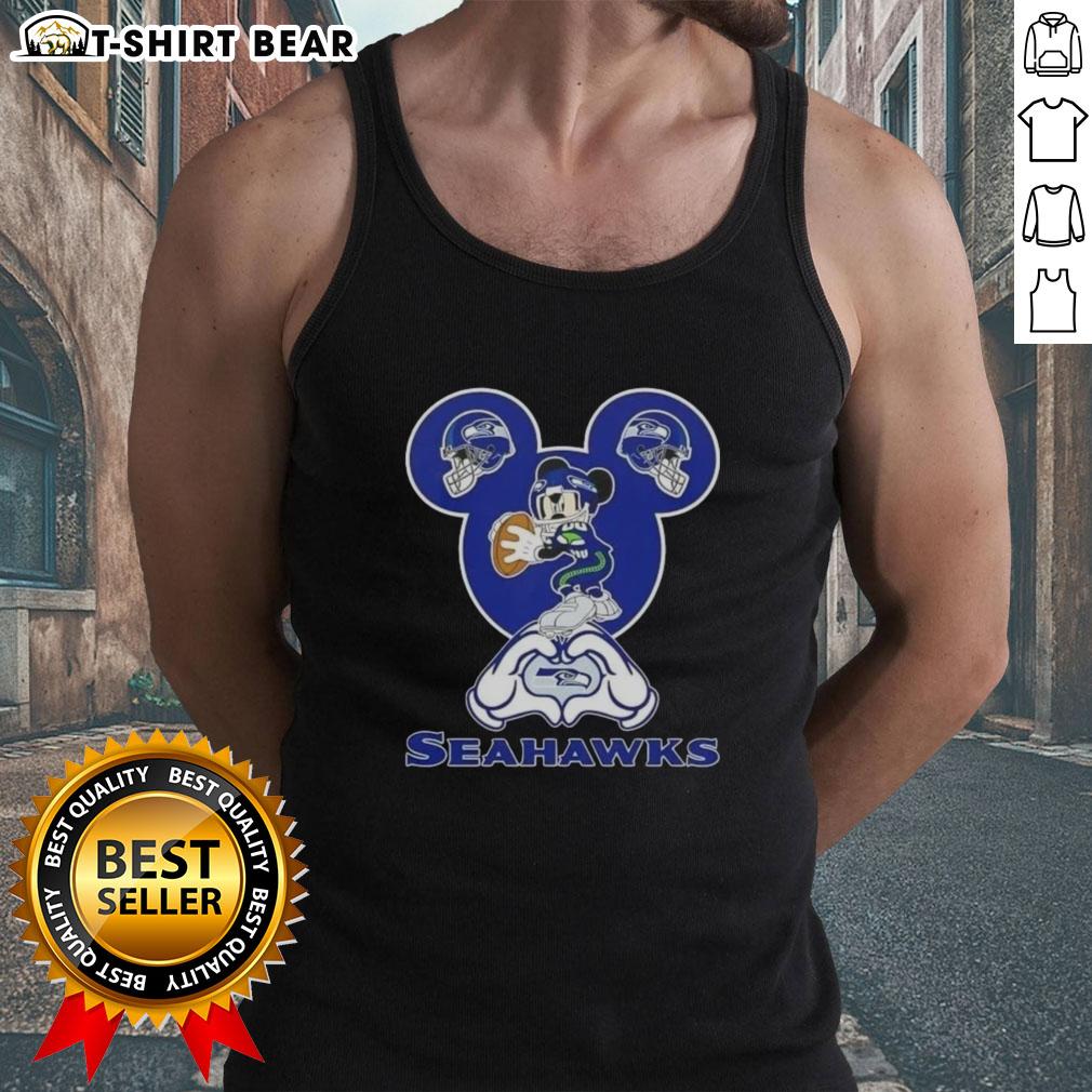 Top Mickey Hands Heart Love Seattle Seahawks Football Tank Top, perfect for fans showing team spirit and affection.