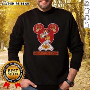 Top Mickey Hands Heart Love sweatshirt for Washington Commanders football fans, perfect for game day style.