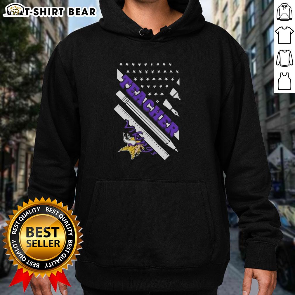 Top Minnesota Vikings Football X Teacher hoodie featuring an American flag design, perfect for fans and educators.