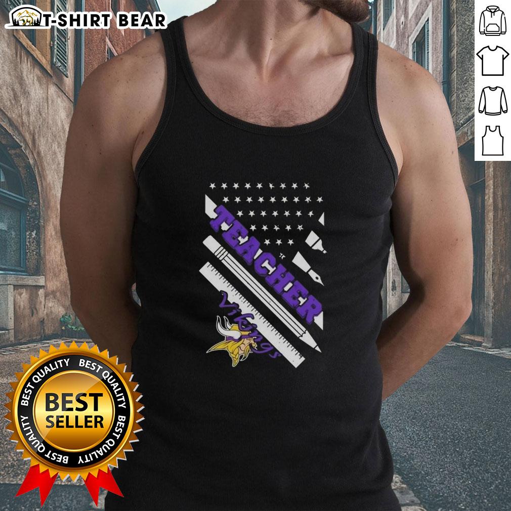 Top Minnesota Vikings Football X Teacher American Flag Tank Top featuring vibrant design and comfortable fit for fans.