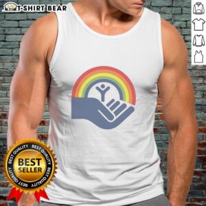 Alt Text: Brennan Huff wearing an Awesome Step Brothers rainbow tank top, supporting United Way at a fun outdoor event.