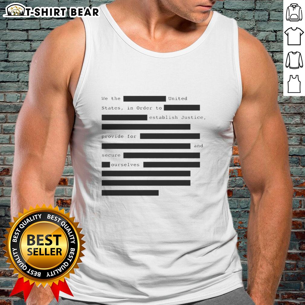 Funny We The United States tank top featuring a humorous take on justice and self-security in a stylish design.