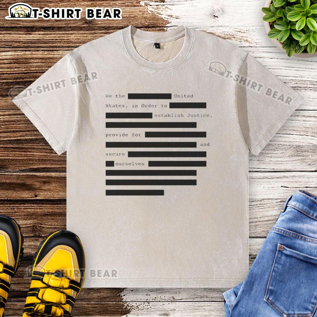 Funny We The United States washed t-shirt featuring a humorous take on justice and self-security in America.