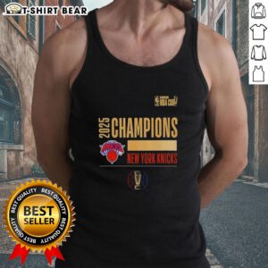 New York Knicks logo tank top celebrating the 2025 NBA Cup Champions, perfect for fans and summer sports events.
