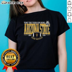 Good Arizona State Sun Devils 2025 Sun Bowl logo on a ladies tee, showcasing team spirit and style for fans.